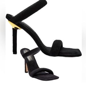 NIB GOOD AMERICAN Black Terry Ankle Wrap Sandals Size 9